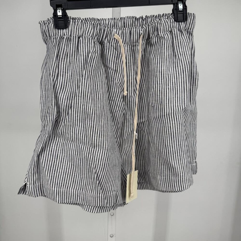 Alex Crane Bo Shorts Mens XL Navy White 100% Linen Striped Classic Summer Lounge